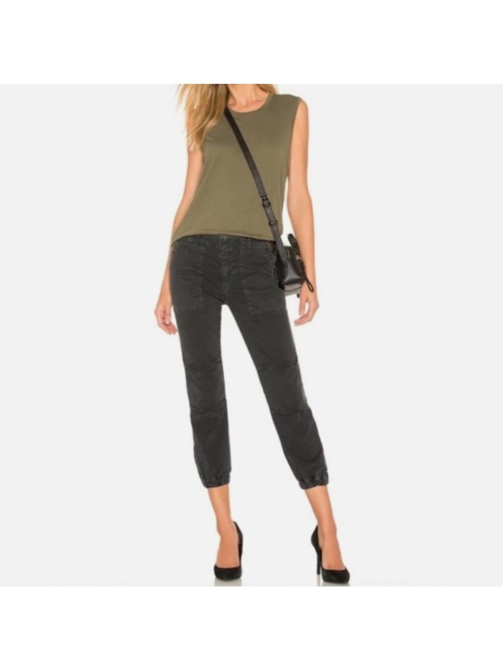 Nili Lotan Women’s French Military Cotton Twill Pants Size 4 Carbon Grey Black